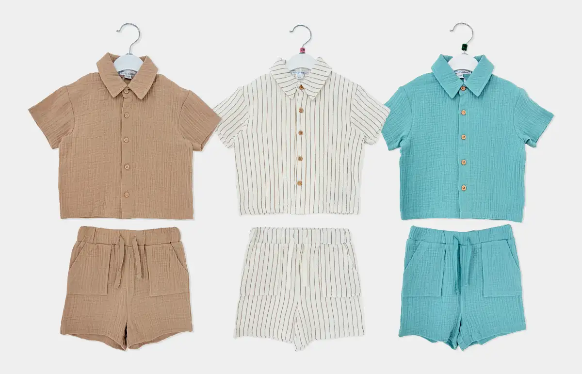 2pk Toddler Boys Short Sleeve Shirt & Shorts Sets, Solid & Stripe Button Down Outfits