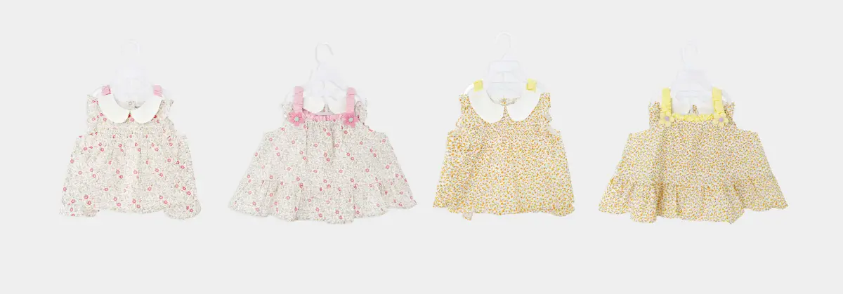 Baby Girl Peter Pan Collar Floral Sundress, Sleeveless Ruffle Strap Toddler Dress