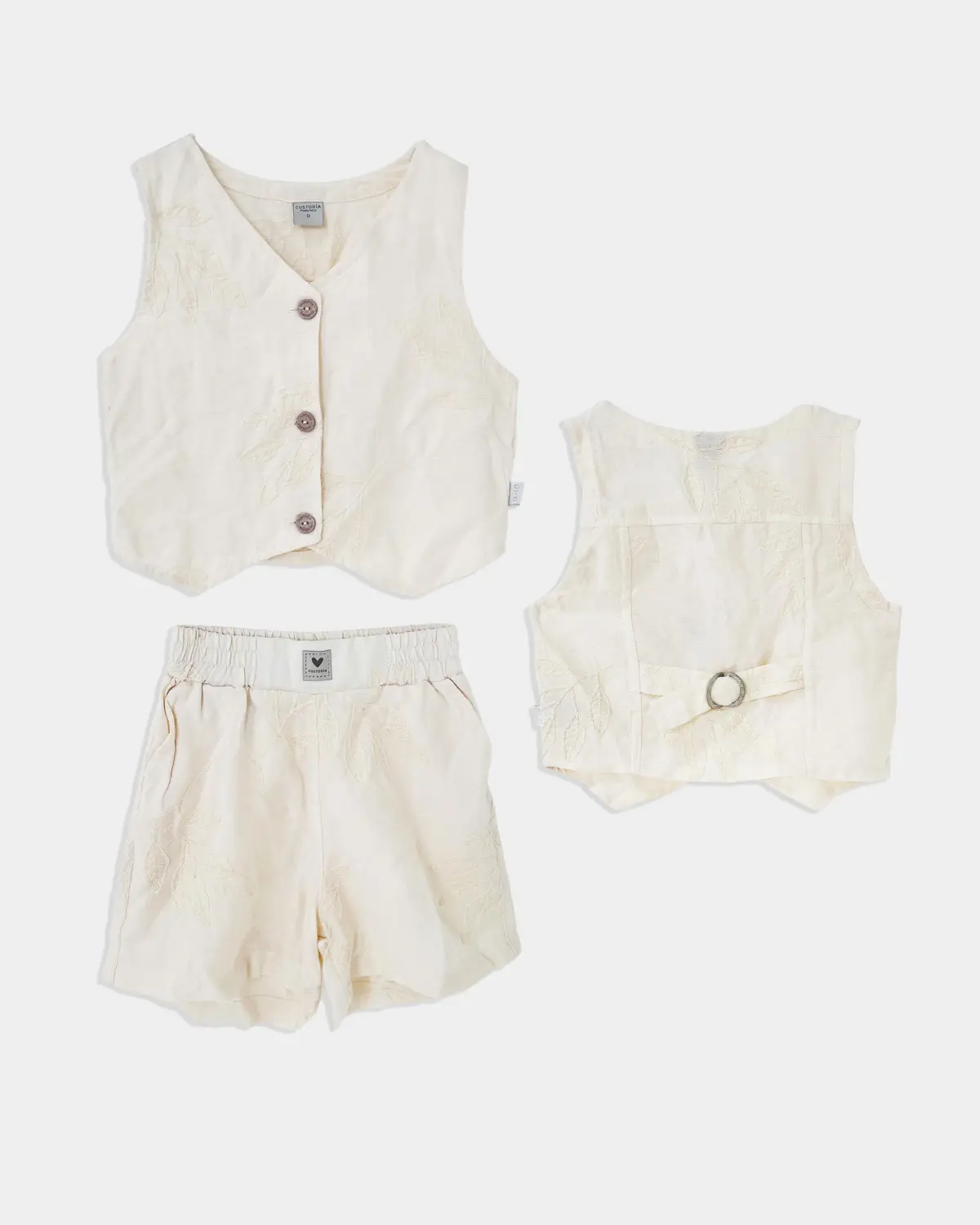 2pk Baby Girl Embroidery Vest and Shorts Outfit