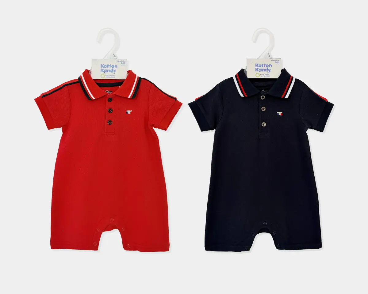 2pk Baby Boy Polo Short Romper