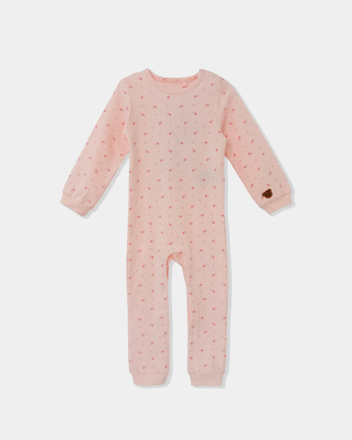 Baby Pink Dot Print Footed Romper