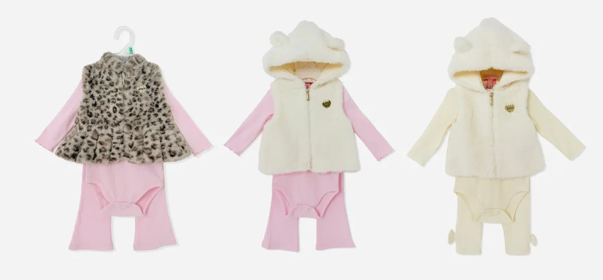 3pk Baby Girl Vest & Long Sleeve Romper Sets
