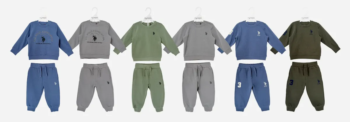 2pk Baby Boy Long Sleeve Sweatshirt & Jogger Pants Set