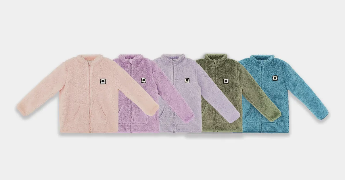 Kids Full Zip Sherpa Jacket, Solid Color Fuzzy Stand Collar Fleece Outer Coat