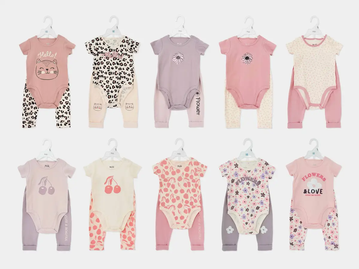 2pk Baby Girl Short Sleeve Bodysuit & Pants