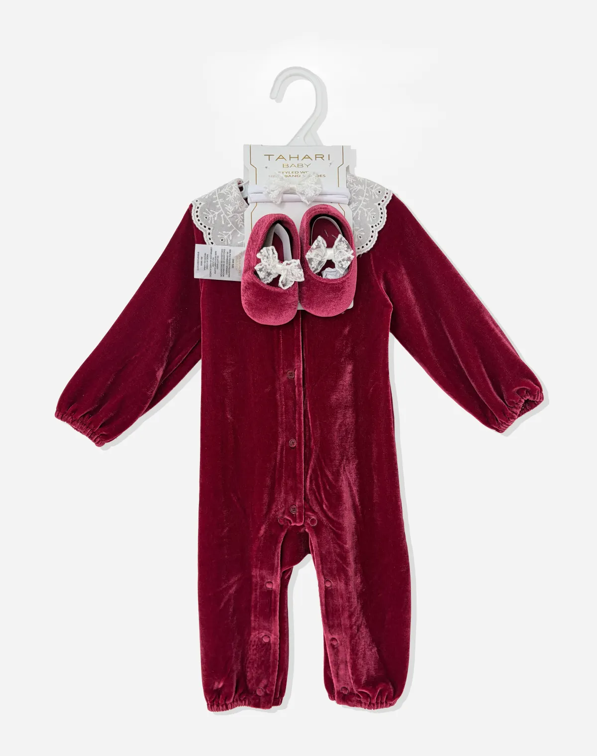 3pc Baby Girl Velvet Christmas Outfit Set
