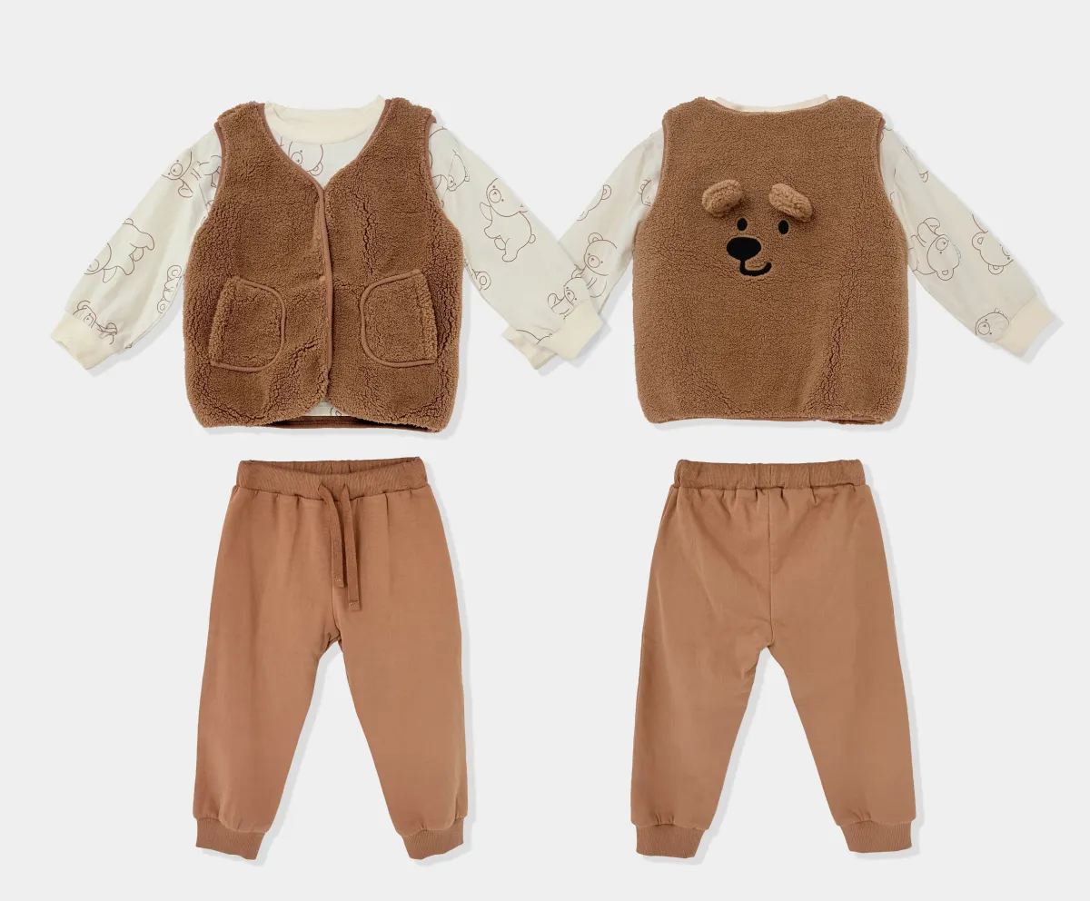 Baby Bear Vest 3pcs Outfit Set