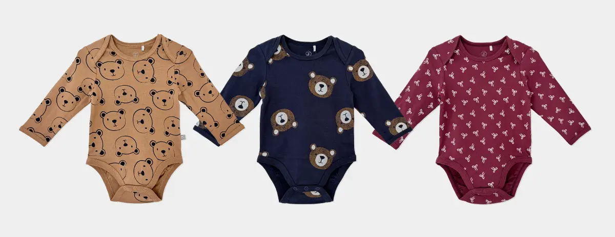 Baby Long Sleeve Bodysuits, Bear & Bow Print Infant One-Piece Rompers