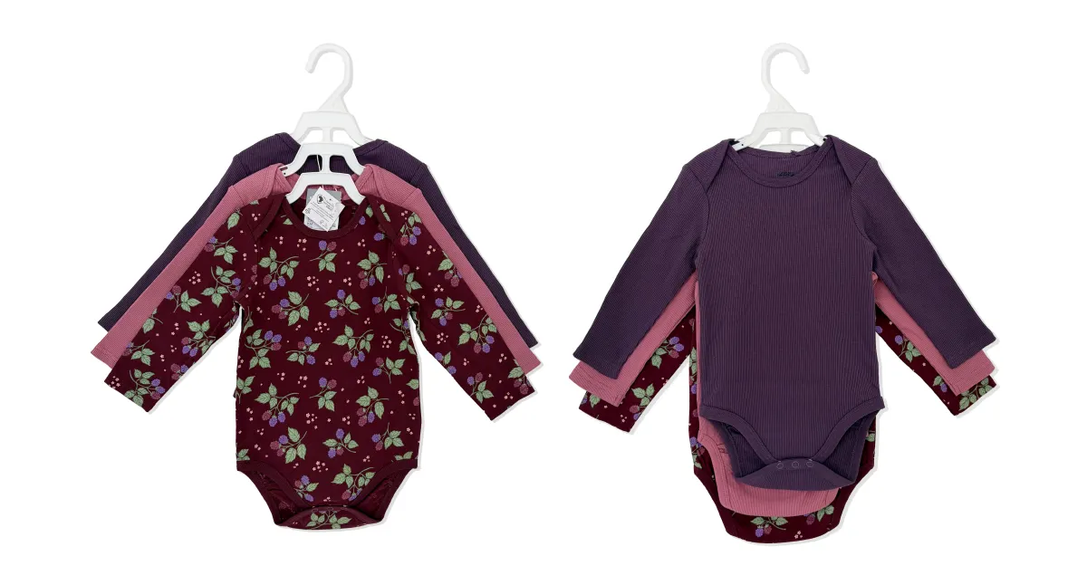 3pk Baby Girl Long Sleeve Bodysuit