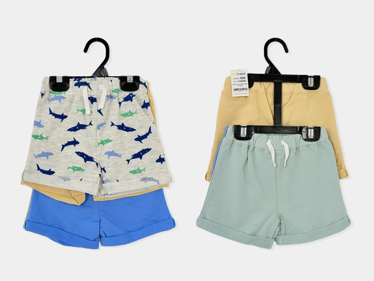 4pk Boys Shark Print Shorts