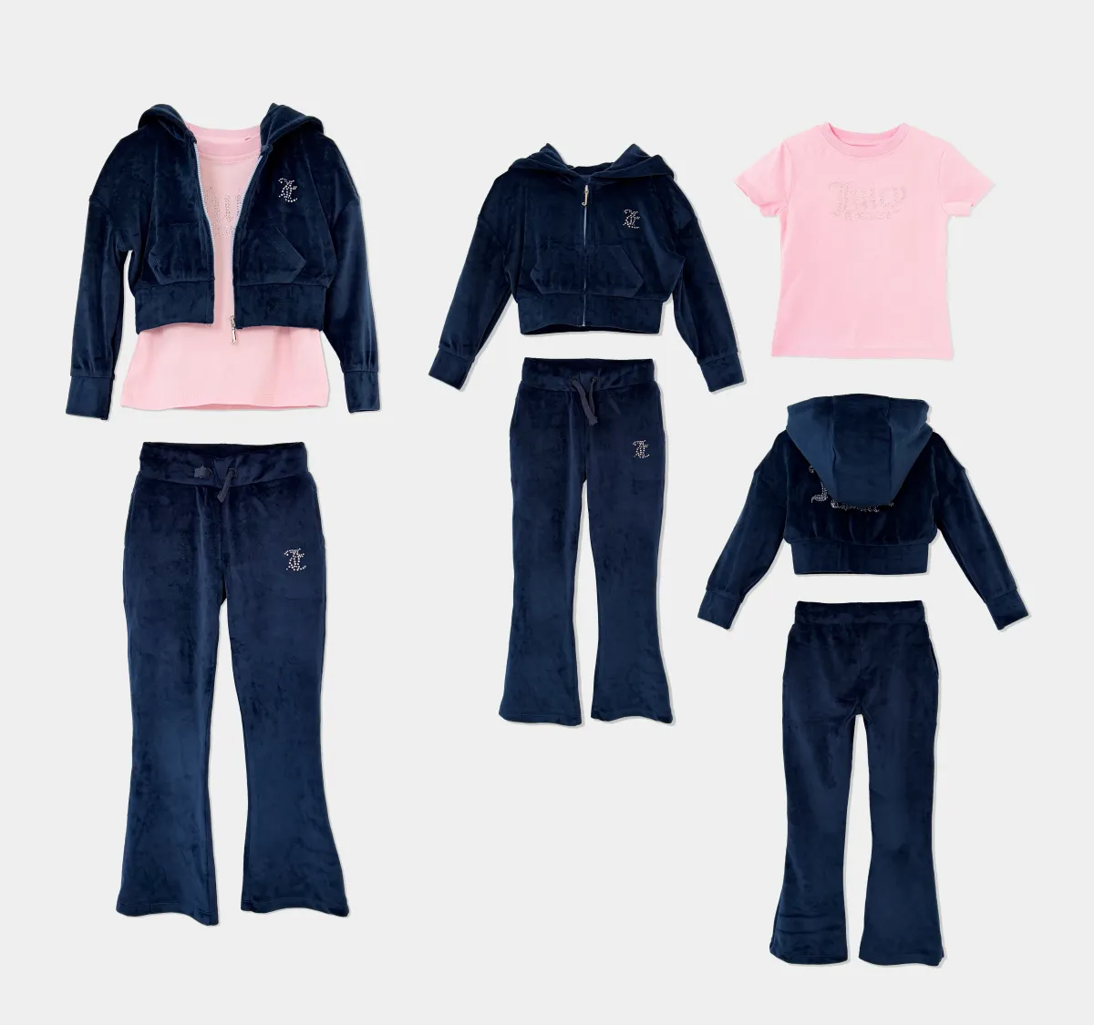 3pk Girls Velour Tracksuit Set