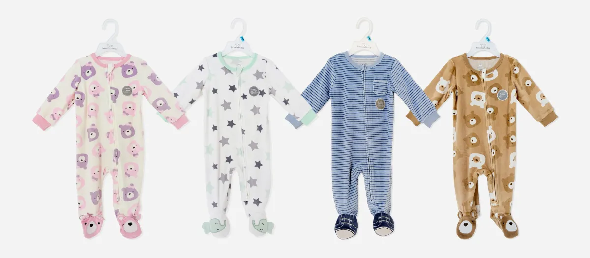 Newborn Zip Footed Sleeper, Velvet Cartoon Print Baby Romper