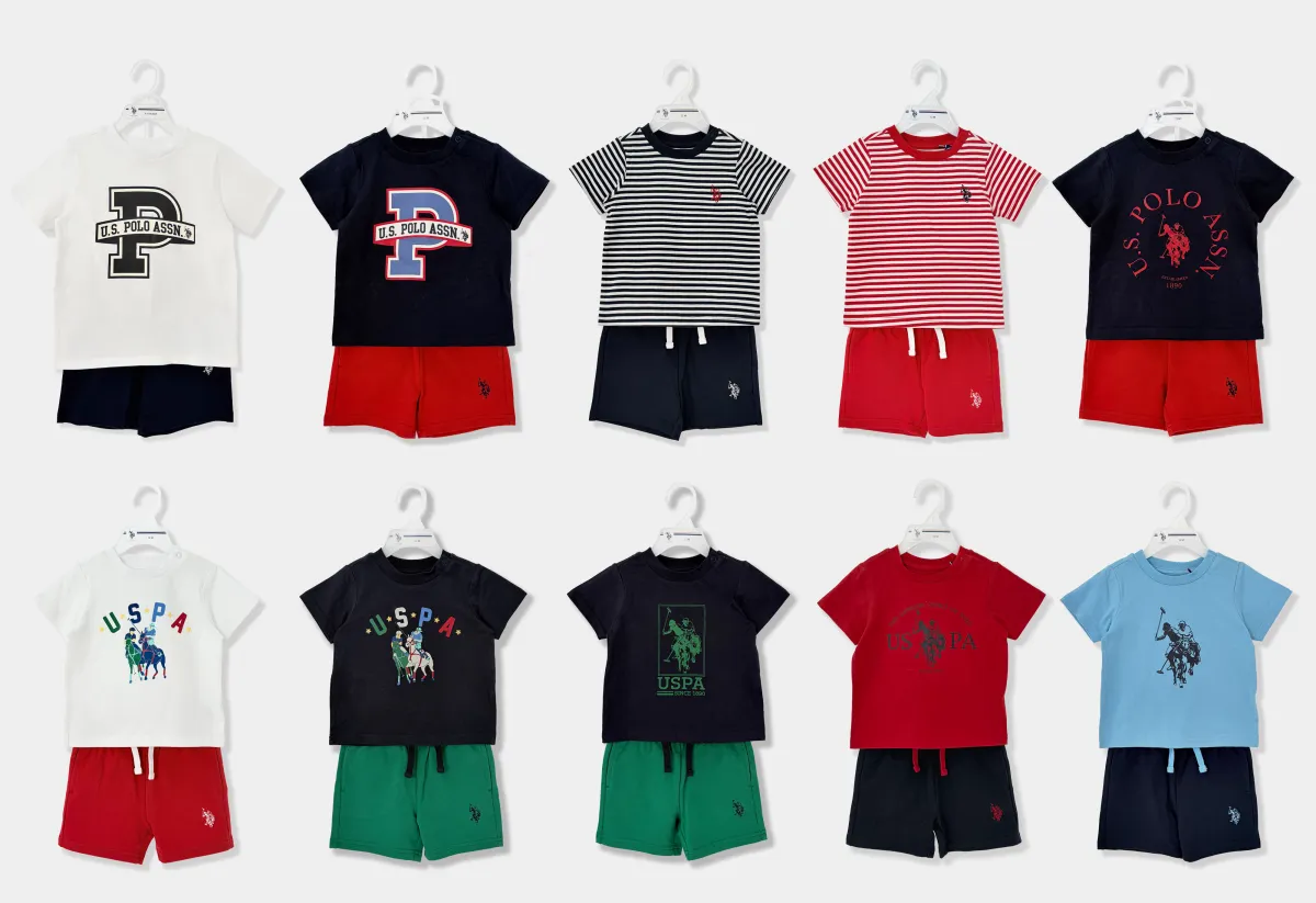 2pk Baby Boys Short Sleeve Tee & Shorts Set, USPA Graphic Print Summer Outfit
